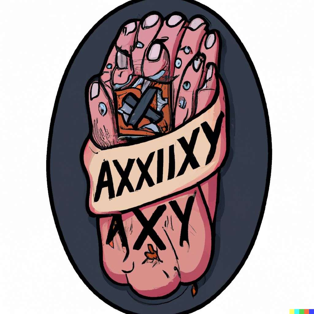 a representation of anxiety, detailed color retro tattoo design